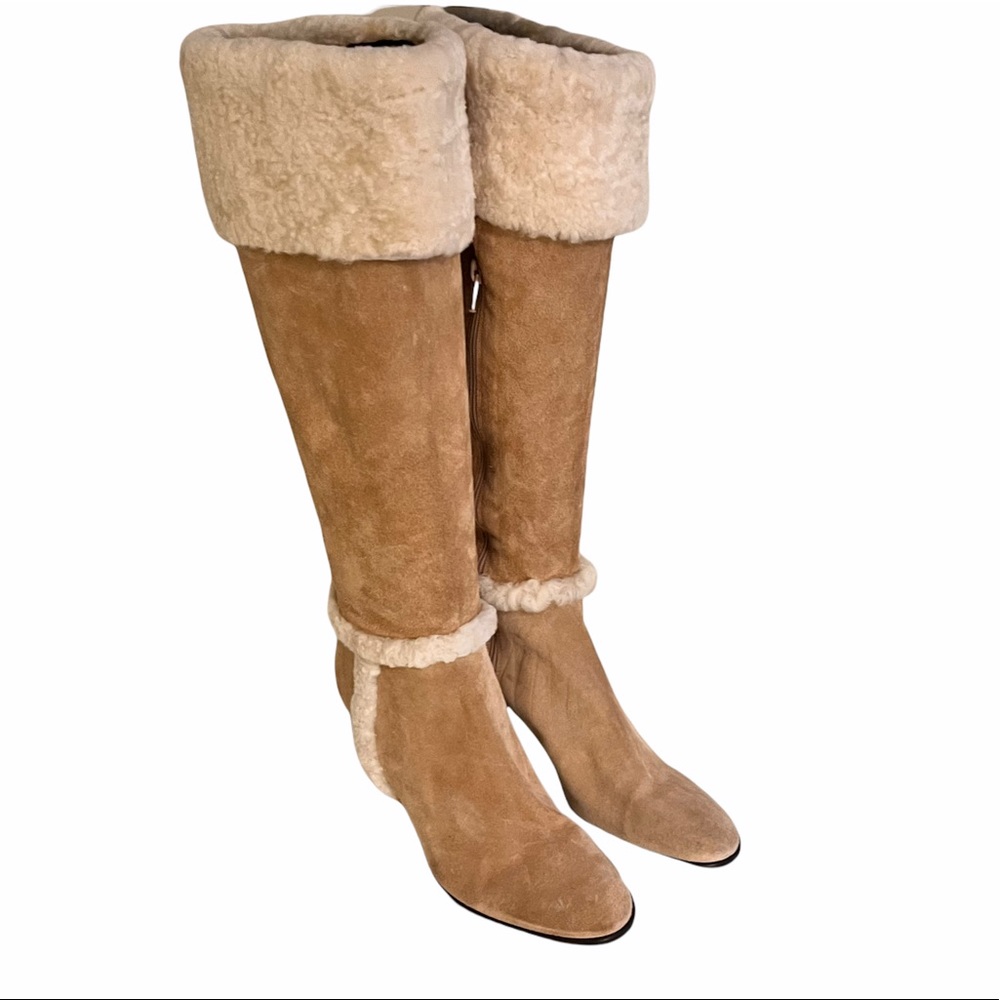 Franco Barbieri Suede and Sheepskin Heel Boots NWOT